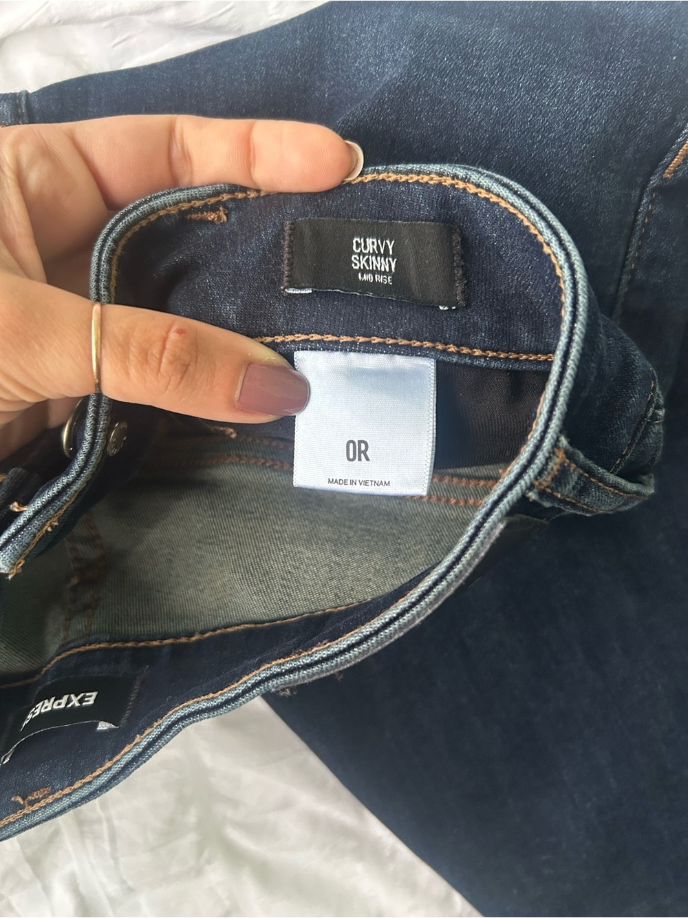 Express Curvy Skinny Jeans - Dark Blue Denim